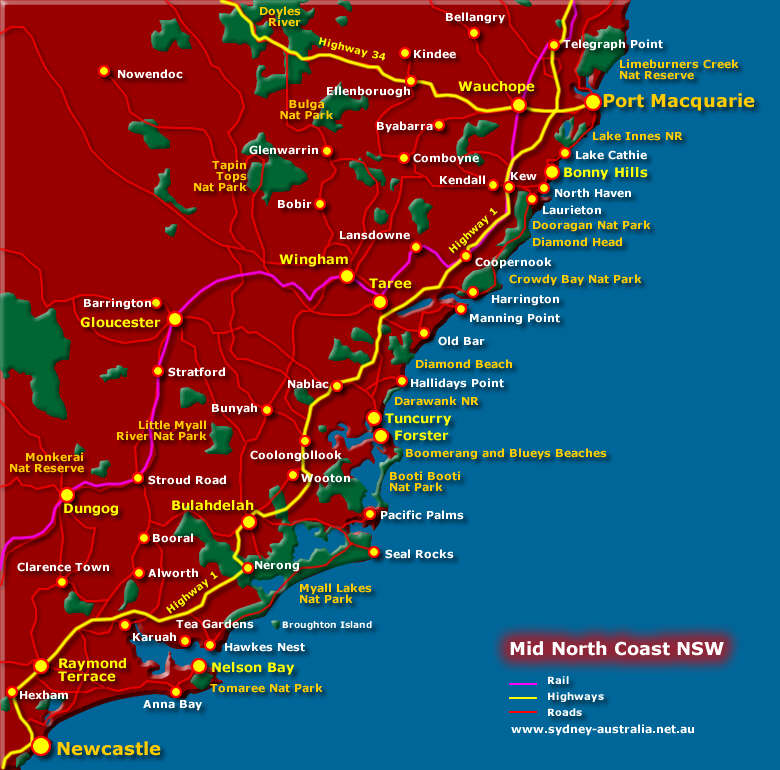 Map of the Mid NSW North Coast