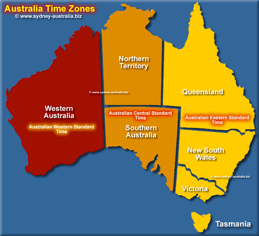 Time Zones Australia Map Time Zones Map for Australia