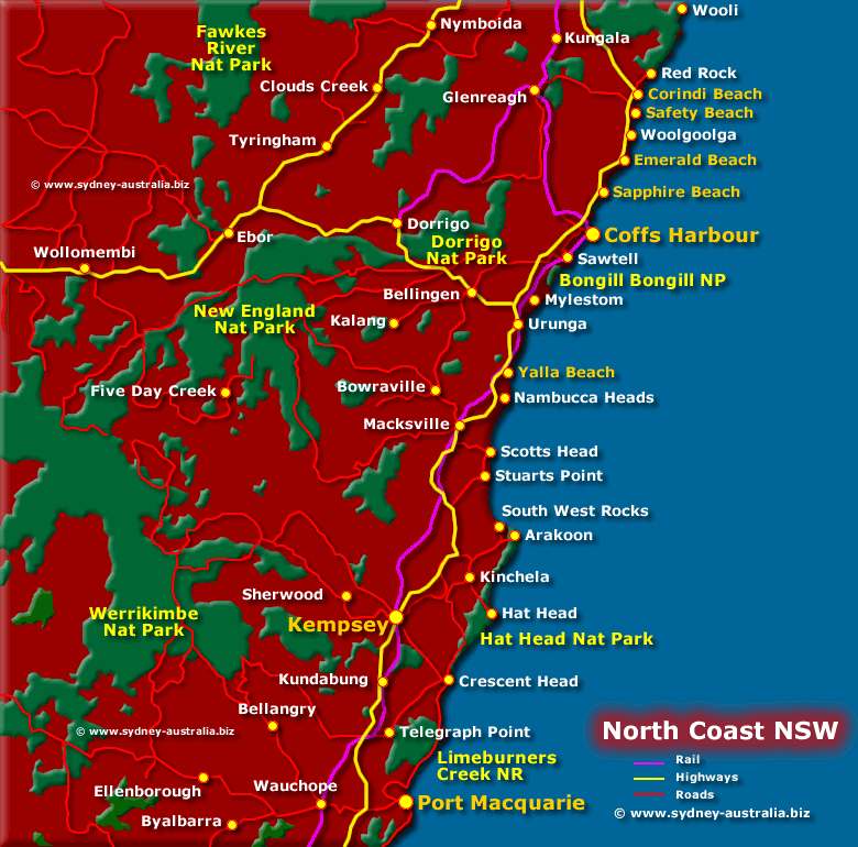 Map of the NSW North Coast - Click to see More Information