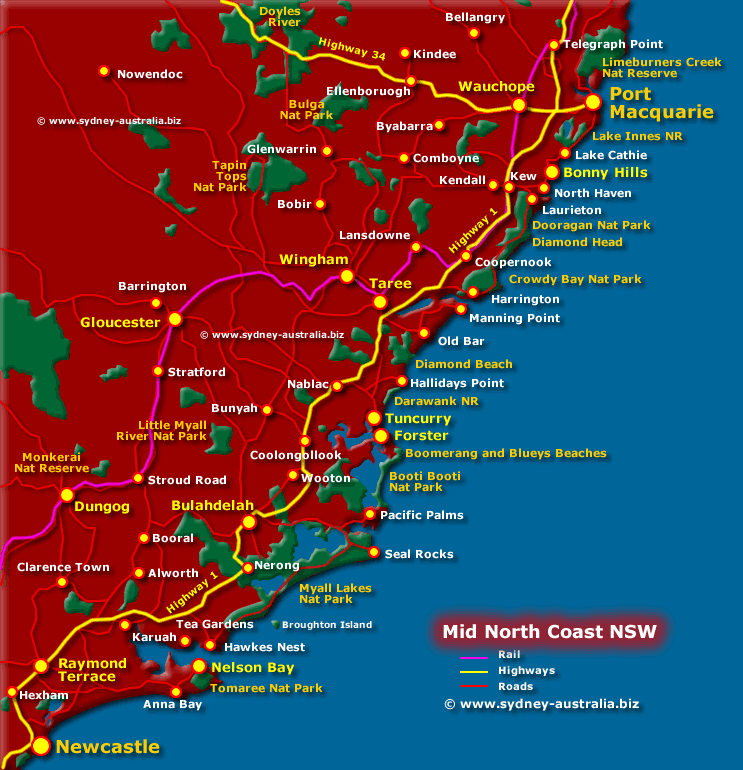 north coast nsw map Map Of The North Coast Nsw north coast nsw map