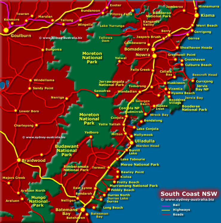 South Coast Map Nsw 