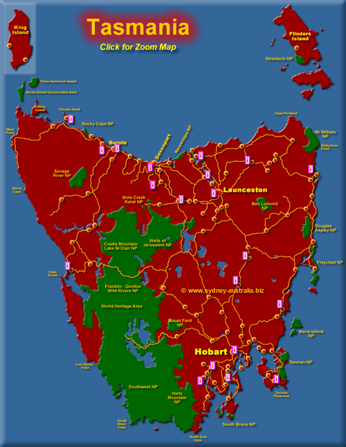 Detailed Map Of Tasmania