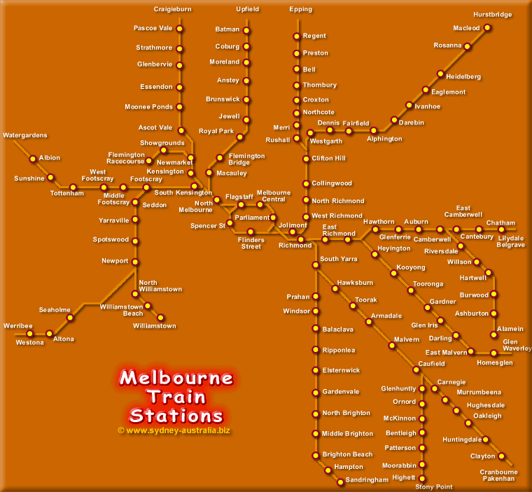 Melbourne Train Routes Map