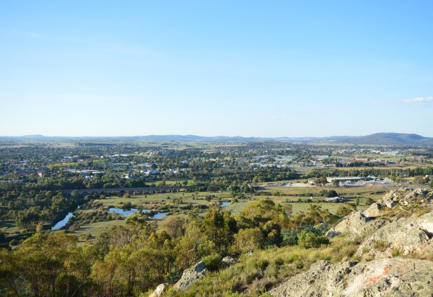 View of Goulburn with the railway in the foreground