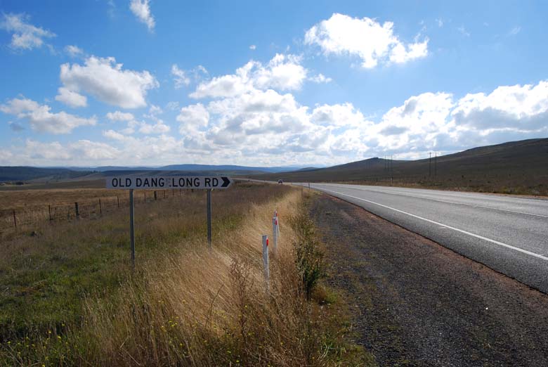 Not much to see here - just a road sign pointing to Kybeyan - Cooma lies ahead.