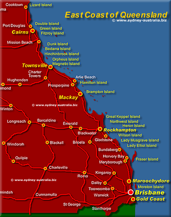 Map Of Queensland Coastline | Map Of Beacon